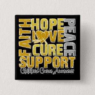 Hope Love Cure Childhood Cancer Awareness 15 Cm Square Badge