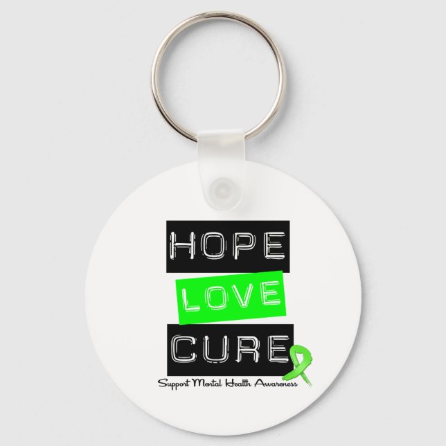 Hope Love Cure - Mental Health Awareness Key Ring (Front)