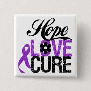 Hope Love Cure PANCREATIC CANCER Gifts 15 Cm Square Badge