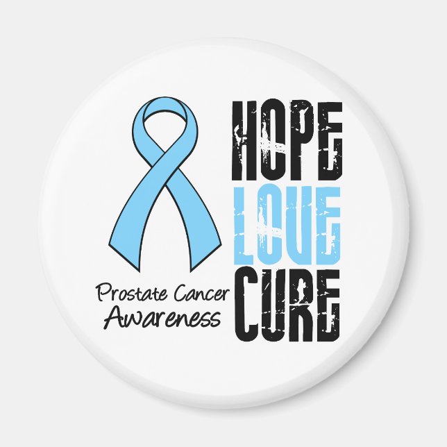 Hope Love Cure Prostate Cancer Ribbon Magnet (Front)