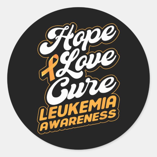 Hope Love Cure Support Leukaemia Awareness Ribbon  Classic Round Sticker (Front)