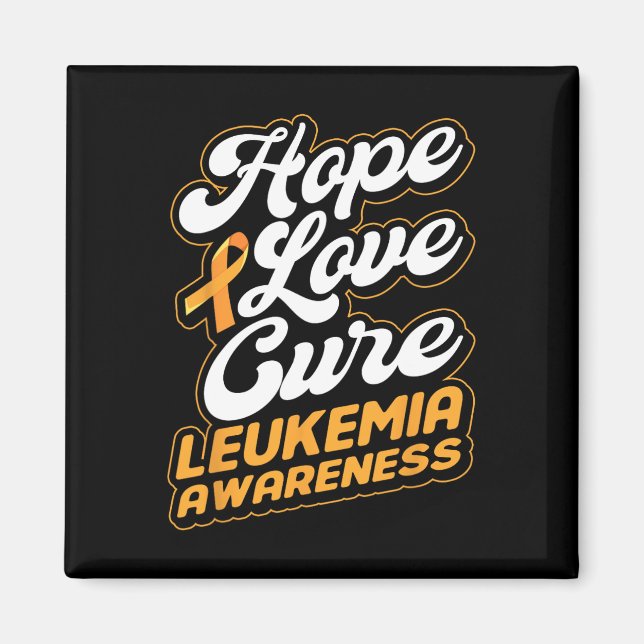Hope Love Cure Support Leukaemia Awareness Ribbon  Magnet (Front)