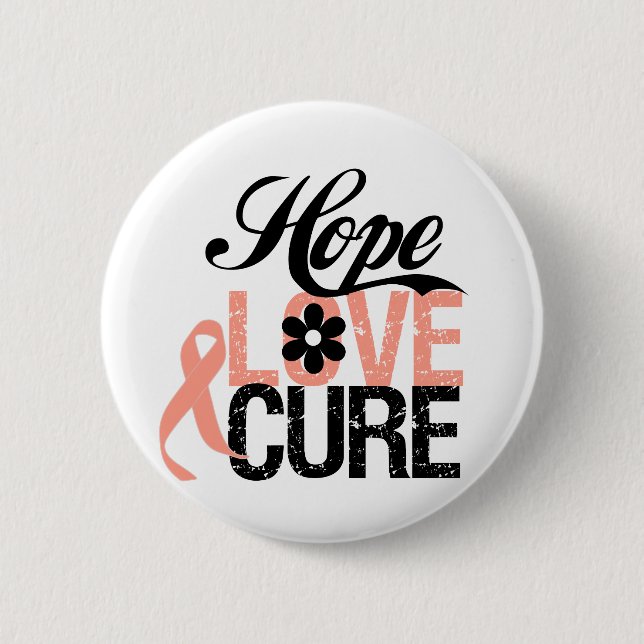 HOPE LOVE CURE Uterine Cancer Gifts 6 Cm Round Badge (Front)
