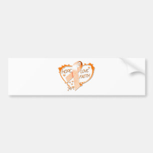 Hope Love Faith Heart (Orange) Bumper Sticker