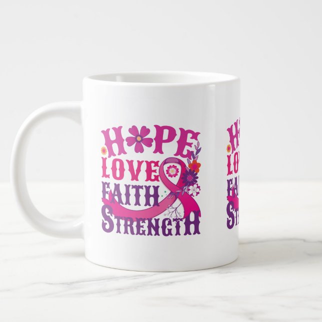 Hope-Love-Faith-Strength Large Coffee Mug (Left)