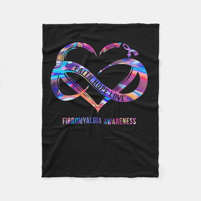 Hope Love Fibromyalgia Awareness 2  Fleece Blanket (Front)