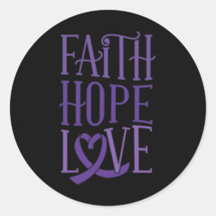 Hope Love - Fibromyalgia Awareness Support Purple Classic Round Sticker
