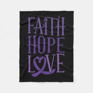 Hope Love - Fibromyalgia Awareness Support Purple  Fleece Blanket