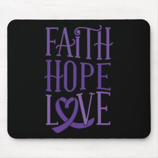 Hope Love - Fibromyalgia Awareness Support Purple  Mouse Pad (Front)