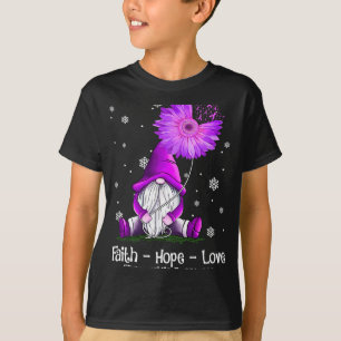 Hope Love Gnome Sunflower Fibromyalgia Awareness T-Shirt