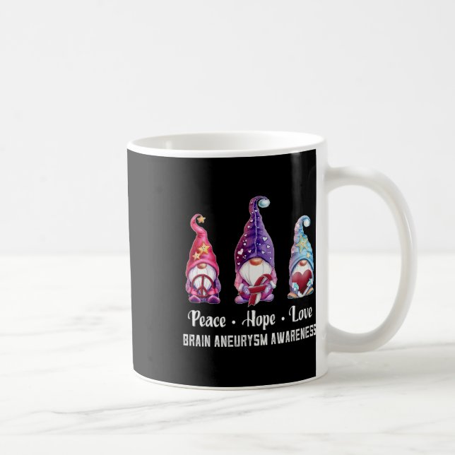 Hope Love Gnomes Brain Aneurysm Awareness  Coffee Mug (Right)