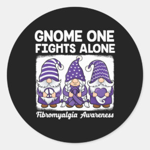 Hope Love Gnomes Purple Ribbon Fibromyalgia Awaren Classic Round Sticker