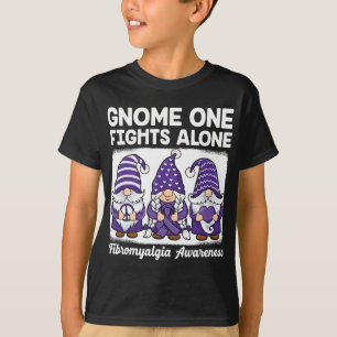 Hope Love Gnomes Purple Ribbon Fibromyalgia Awaren T-Shirt