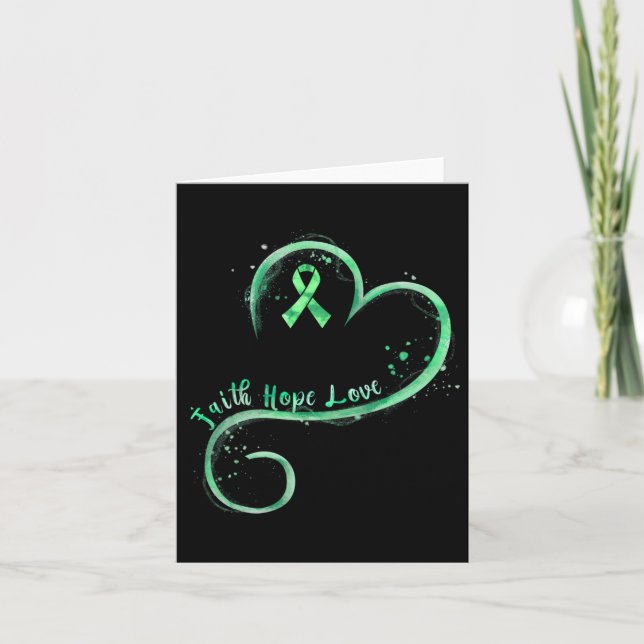 Hope Love Green Ribbon Mental Health Awareness  Card (Front)