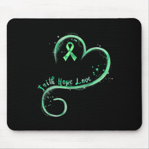 Hope Love Green Ribbon Mental Health Awareness Mouse Pad