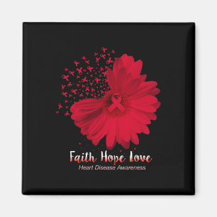 Hope Love Heart Disease Awareness Sunflower Magnet