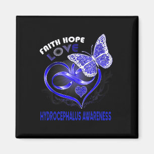 Hope Love Hydrocephalus Awareness Heart Butterfly Magnet