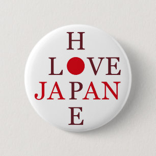 HOPE LOVE JAPAN 6 CM ROUND BADGE
