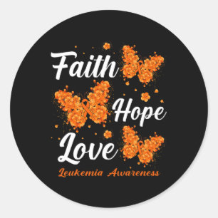 Hope Love Leukaemia Awareness Butterfly Classic Round Sticker