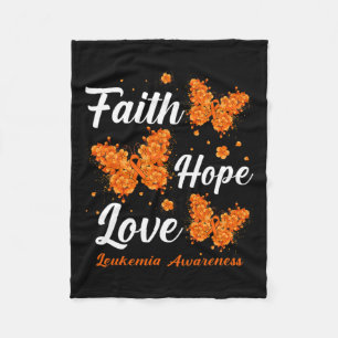 Hope Love Leukaemia Awareness Butterfly Fleece Blanket