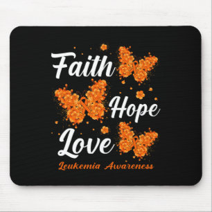 Hope Love Leukaemia Awareness Butterfly Mouse Pad