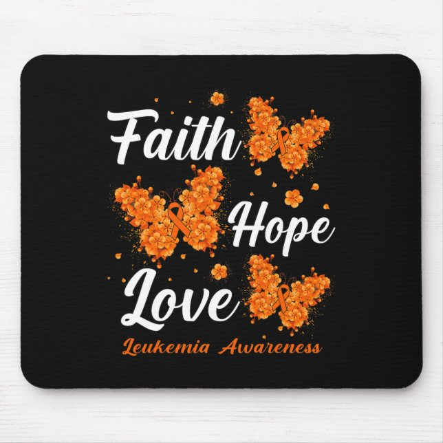 Hope Love Leukaemia Awareness Butterfly  Mouse Pad (Front)