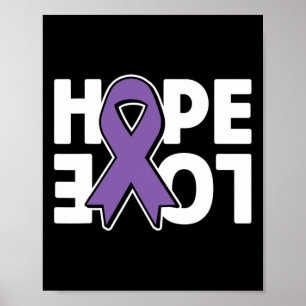 Hope Love Purple Ribbon Heimerheimer´s Awareness Poster