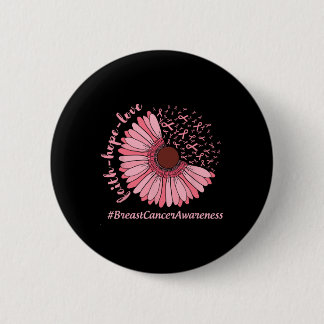 Hope Love Sunflower Ribbon Breast Cancer Awareness 6 Cm Round Badge