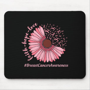 Hope Love Sunflower Ribbon Breast Cancer Awareness Mouse Pad