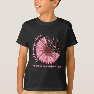 Hope Love Sunflower Ribbon Breast Cancer Awareness T-Shirt
