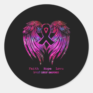 Hope Love Wings Breast Cancer Awareness Classic Round Sticker