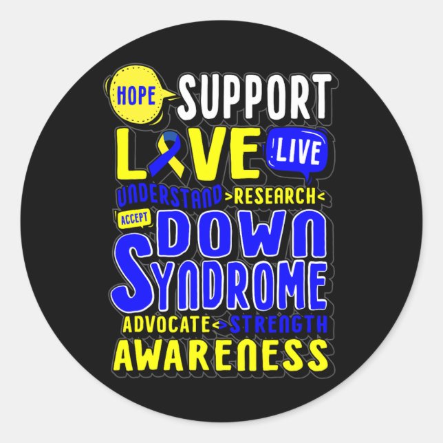 Hope Love World Down Syndrome Day Women Kids  Classic Round Sticker (Front)