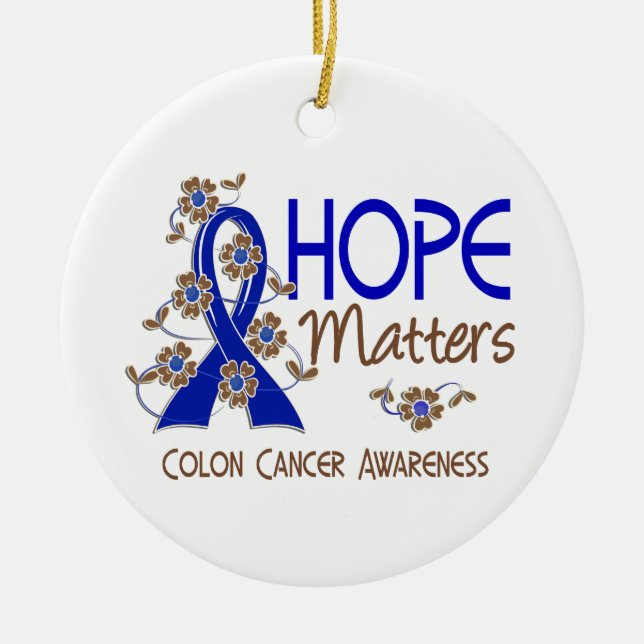 Hope Matters 3 Colon Cancer Ceramic Tree Decoration (Front)