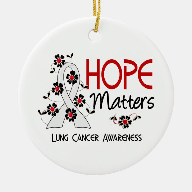 Hope Matters 3 Lung Cancer Ceramic Tree Decoration (Front)