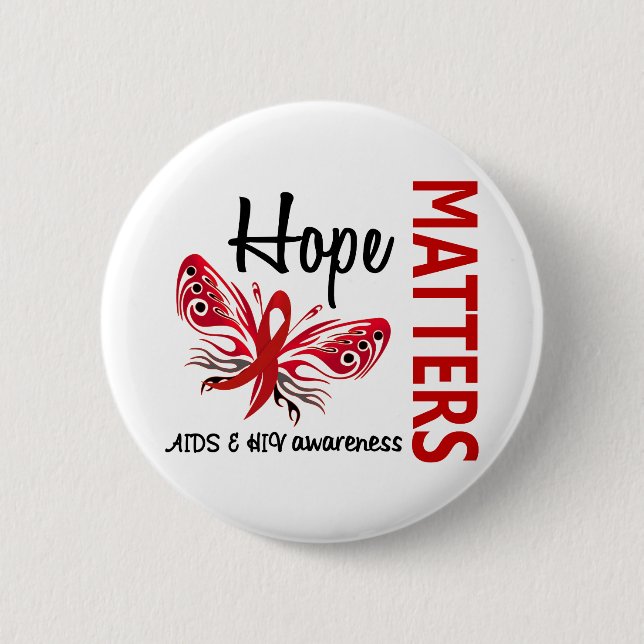 Hope Matters Butterfly AIDS 6 Cm Round Badge (Front)