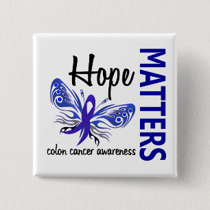 Hope Matters Butterfly Colon Cancer 15 Cm Square Badge