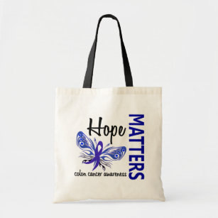 Hope Matters Butterfly Colon Cancer Tote Bag