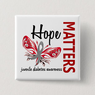 Hope Matters Butterfly Juvenile Diabetes 15 Cm Square Badge