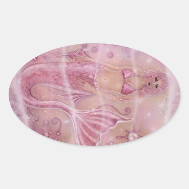 Hope Mermaid  By Renee L. Lavoie  Oval Sticker (Front)