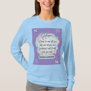 Hope Message - Matthew 28-14 - Long Sleeve Lt Blue T-Shirt
