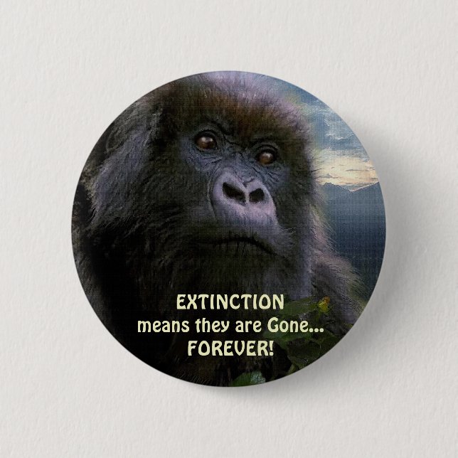"HOPE" Mountain Gorilla anti Extinction Button (Front)