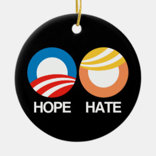 HOPE (Obama) vs. HATE (Trump) Ceramic Tree Decoration