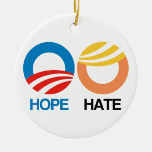 HOPE (Obama) vs. HATE (Trump) Ceramic Tree Decoration