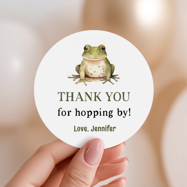 Hope On Over Frog Baby Shower Classic Round Sticker (Creator Uploaded)