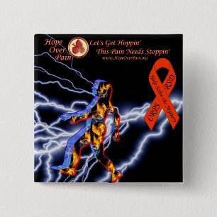 Hope Over Pain Logo Black Lightning CRPS/RSD Myste 15 Cm Square Badge