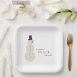 hope peace love. Christmas Snowman Paper Plates<br><div class="desc">hope peace love. modern Christmas Holiday Winter Snowman. Paper Plates Party products supplies</div>