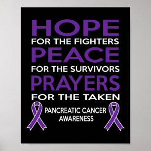 Hope Peace Prayers Pancreatic Cancer Awareness Poster