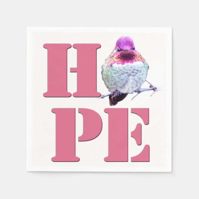HOPE Pink Anna's Hummingbird Photo Napkin (Front)