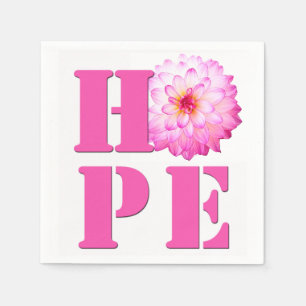 HOPE Pink Dahlia Flower Photo Cocktail Napkin