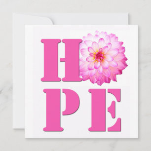 HOPE Pink Dahlia Flower Photo Square Card